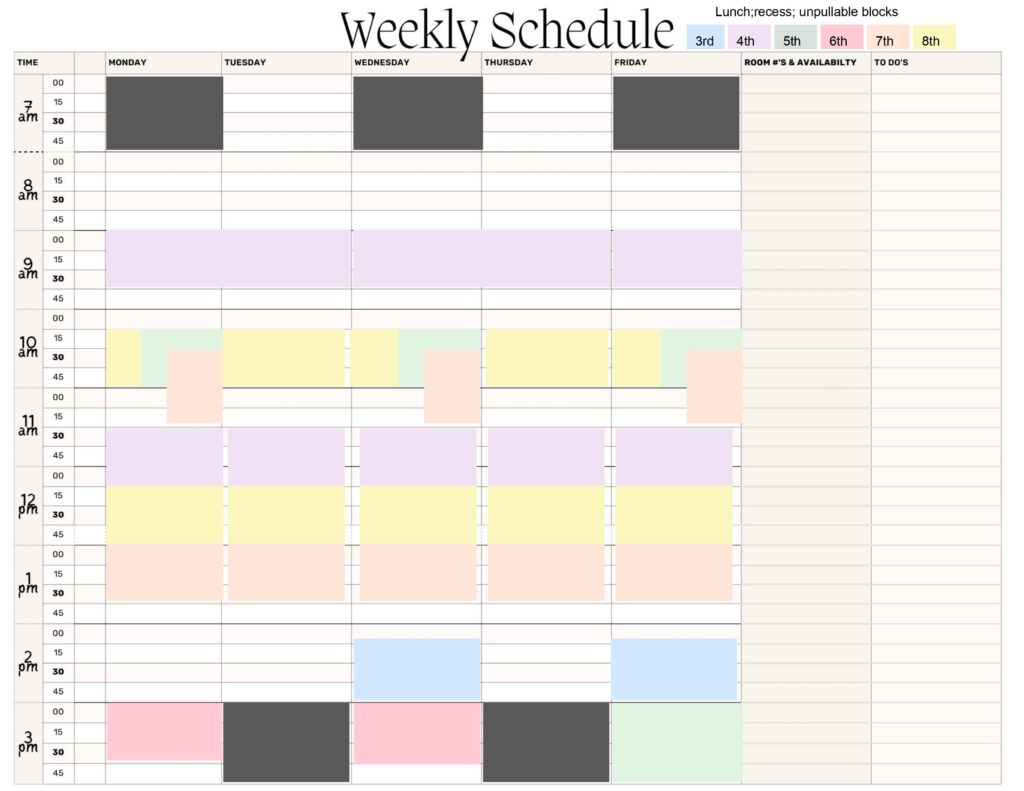 speech therapy schedule template